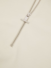 Reiss Off White Chicago Textured Stripe Half-Zip Funnel Neck Sweatshirt - Image 5 of 5