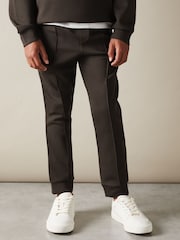 Marrón chocolate - Pantalones de chándal con cordón ajustable de punto entrelazado Premier de Reiss - Imagen 1 de 4