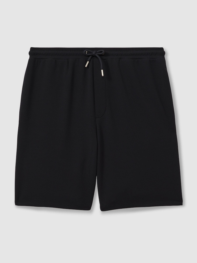 Reiss Navy Amarillo Textured Drawstring Shorts - Image 2 of 5