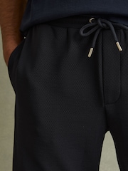 Reiss Navy Amarillo Textured Drawstring Shorts - Image 3 of 5