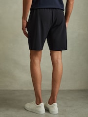 Reiss Navy Amarillo Textured Drawstring Shorts - Image 4 of 5