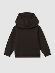Reiss Chocolate Brown Fabien 9-14 yrs Interlock Jersey Hoodie - Image 2 of 4