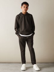 Reiss Chocolate Brown Fabien 3-9 yrs Interlock Jersey Hoodie - Image 1 of 4