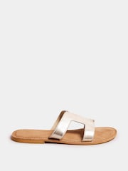 Long Tall Sally Gold Tan Leather Cut Out Mule Sandals In Standard Fit - Image 1 of 5