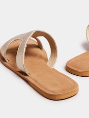 Long Tall Sally Gold Tan Leather Cut Out Mule Sandals In Standard Fit - Image 4 of 5