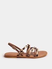 Long Tall Sally Brown Animal Strap Cross Over Sandals - Image 2 of 5