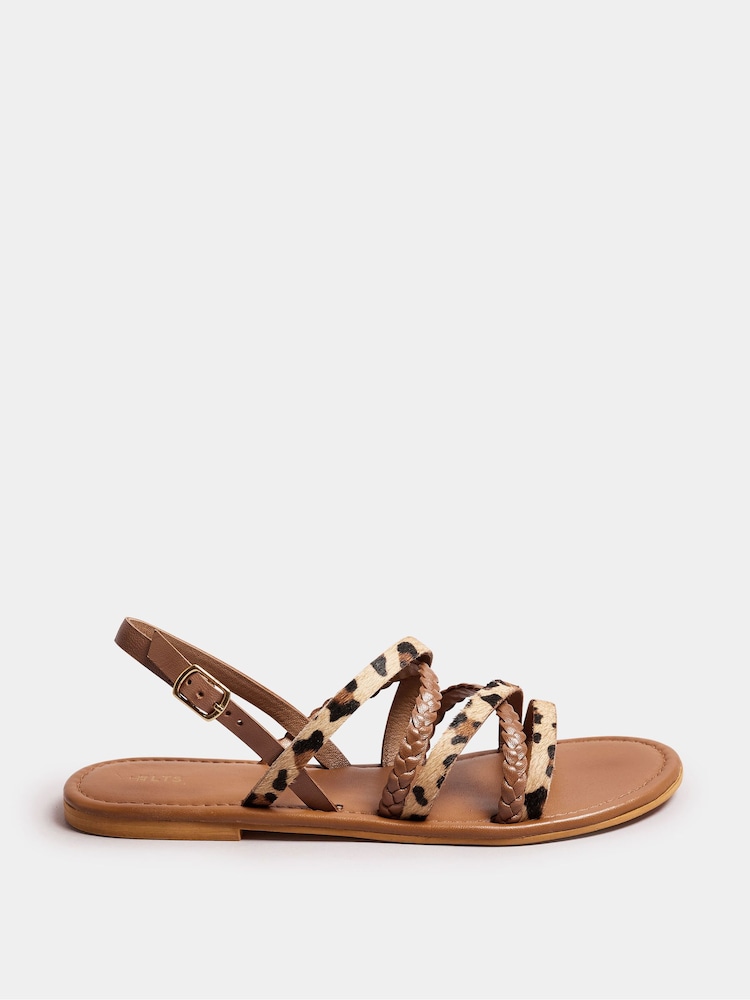 Long Tall Sally Brown Animal Strap Cross Over Sandals - Image 2 of 5
