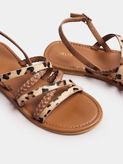 Long Tall Sally Brown Animal Strap Cross Over Sandals - Image 3 of 5