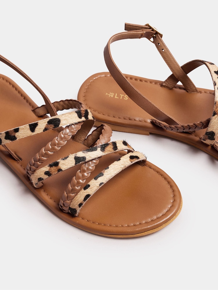 Long Tall Sally Brown Animal Strap Cross Over Sandals - Image 3 of 5