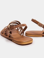 Long Tall Sally Brown Animal Strap Cross Over Sandals - Image 4 of 5