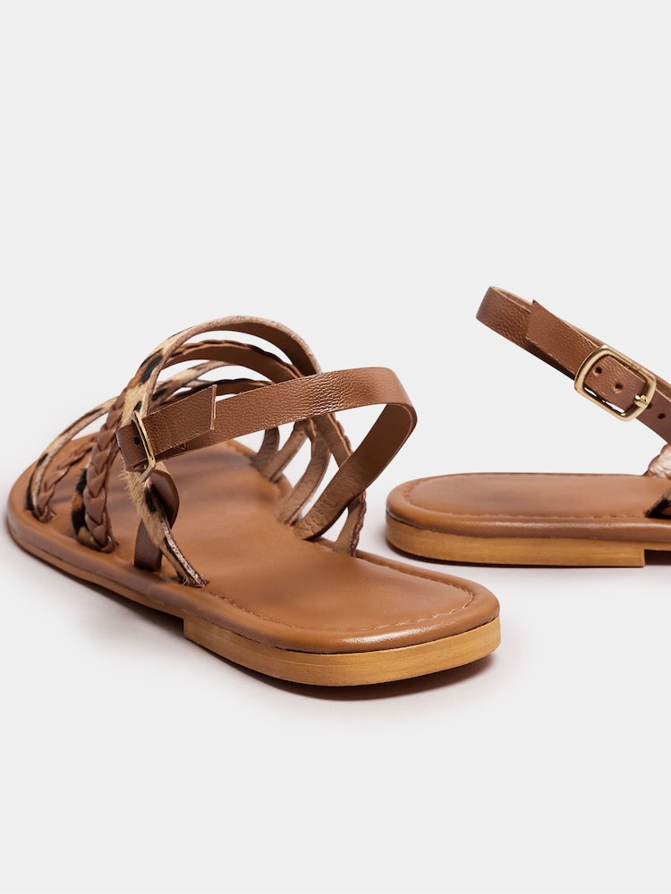 Long Tall Sally Brown Animal Strap Cross Over Sandals - Image 4 of 5
