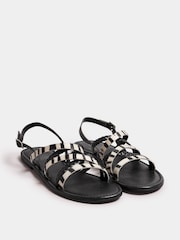 Long Tall Sally Black Animal Strap Cross Over Sandals - Image 1 of 5