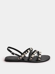 Long Tall Sally Black Animal Strap Cross Over Sandals - Image 2 of 5
