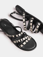 Long Tall Sally Black Animal Strap Cross Over Sandals - Image 3 of 5