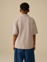 Stone Boxy Fit 100% Cotton Short Sleeve Polo Shirt (3-16yrs) - Image 4 of 9