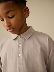 Stone Boxy Fit 100% Cotton Short Sleeve Polo Shirt (3-16yrs) - Image 5 of 9