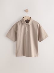 Stone Boxy Fit 100% Cotton Short Sleeve Polo Shirt (3-16yrs) - Image 6 of 9