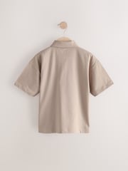Stone Boxy Fit 100% Cotton Short Sleeve Polo Shirt (3-16yrs) - Image 7 of 9