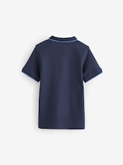 Mornarsko modra/bela - 100% Cotton Quarter Zip z izrazitim barvnim vzorcem kratek rokav; s kratkimi rokavi polo majice (3-16yrs) - Slika 2 iz 4