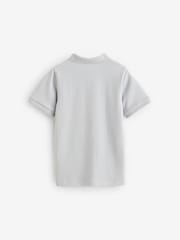 Grey/White 100% Cotton Stripe Button Through Short Sleeve Polo Shirt (3-16yrs) - Image 5 of 7