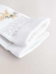 White Born In Born in 2025 Baby Socks 2 Pack (0-12mths) - Image 2 of 3