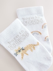 White Born In Born in 2025 Baby Socks 2 Pack (0-12mths) - Image 3 of 3