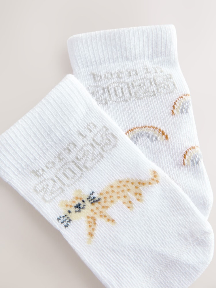 White Born In Born in 2025 Baby Socks 2 Pack (0-12mths) - Image 3 of 3