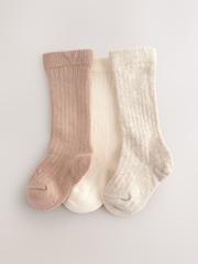 Neutro - Pack de 3 calcetines de bebé altos con diseño de canalé (0 meses-2 años) - Imagen 1 de 3