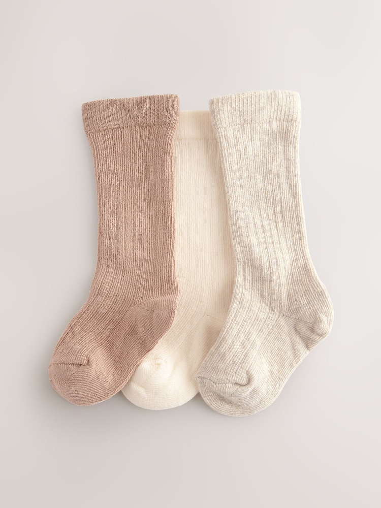 Neutro - Pack de 3 calcetines de bebé altos con diseño de canalé (0 meses-2 años) - Imagen 1 de 3 Neutro - Pack de 3 calcetines de bebé altos con diseño de canalé (0 meses-2 años) - Imagen 1 de 3