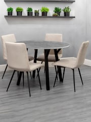 K Interiors Grey Atlantis Dining 4 Seater Round Table - Image 2 of 2