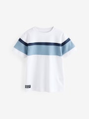 White/Blue Textured Colourblock Short Sleeve T-Shirt (3-16yrs) - Image 1 of 1
