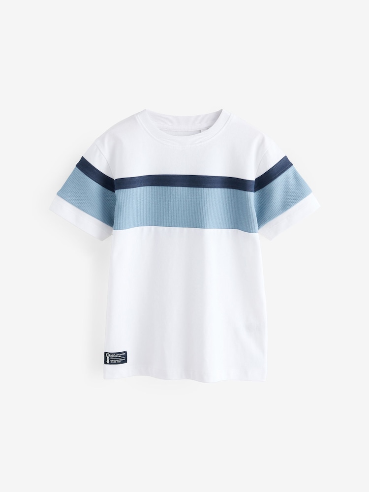 White/Blue Textured Colourblock Short Sleeve T-Shirt (3-16yrs) - Image 1 of 1