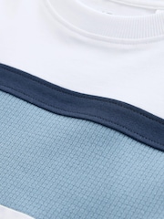 Alb/Albastru Texturat - Tricou Mânecă scurtă blocuri de culoare (3-16yri) - Imaginea 5 din 6