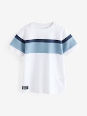 Alb/Albastru Texturat - Tricou Mânecă scurtă blocuri de culoare (3-16yri) - Imaginea 6 din 6