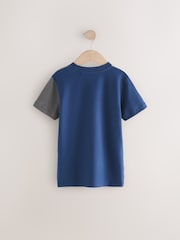 Navy Blue/Charcoal Vertical Stripe Short Sleeve T-Shirt (3-16yrs) - Image 2 of 5