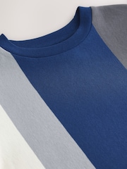 Navy Blue/Charcoal Vertical Stripe Short Sleeve T-Shirt (3-16yrs) - Image 3 of 5