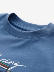 Blue Embroidery Racing Car Relaxed Fit Short Sleeve Graphic Print T-Shirt (3-16yrs) - Image 4 of 4