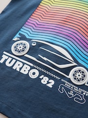 Navy Blue Rainbow Car Short Sleeve Graphic Print T-Shirt (3-16yrs) - Image 3 of 4