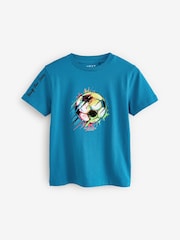Teal Blue Football Short Sleeve Graphic Print T-Shirt (3-16yrs) - Image 1 of 4