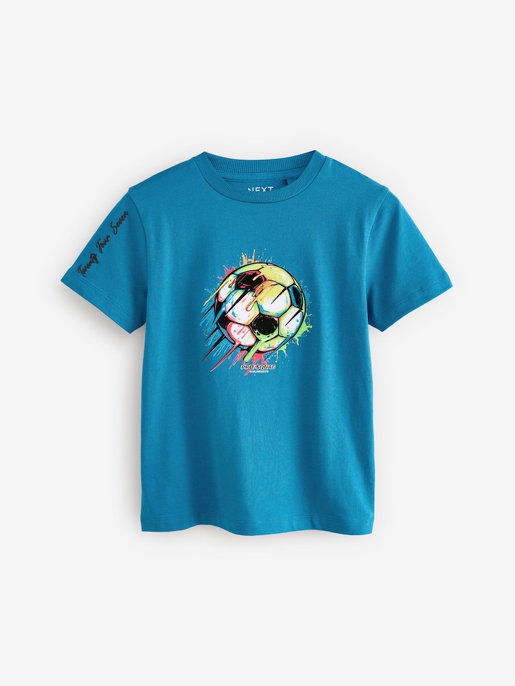 Teal Blue Football Short Sleeve Graphic Print T-Shirt (3-16yrs) - Image 1 of 4
