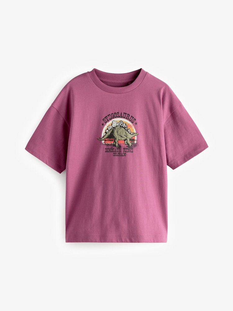 Marja Punainen Dino - Relaxed Fit Lyhyt hiha Graphic Printti; kuvio T-paita (3-16v.) - Kuva 1 / 4