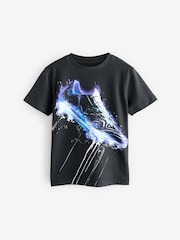 Black/Blue Football Boot Regular Fit Short Sleeve All-Over Print 100% Cotton T-Shirt (3-16yrs) - Image 1 of 4
