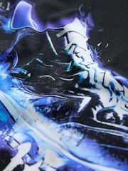 Black/Blue Football Boot Regular Fit Short Sleeve All-Over Print 100% Cotton T-Shirt (3-16yrs) - Image 4 of 4
