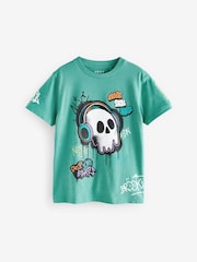 Green Graffiti Skull Regular Fit Short Sleeve Graphic 100% Cotton T-Shirt (3-16yrs) - Image 4 of 8