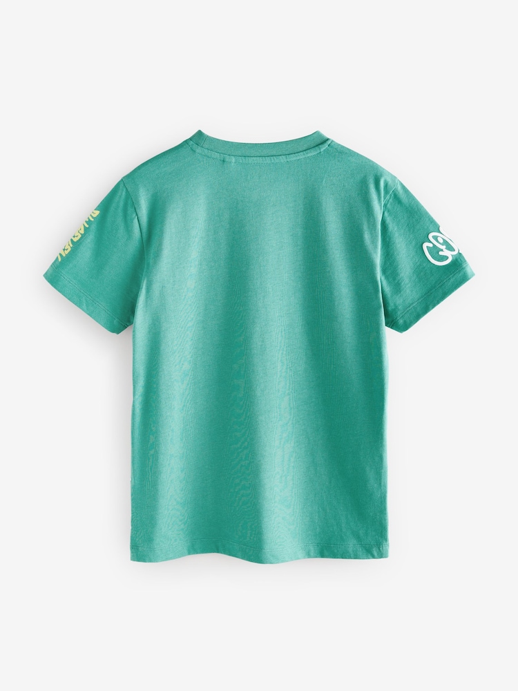 Green Graffiti Skull - Regular Fit Short Sleeve Graphic 100% Cotton T-Shirt (3-16yrs) - Image 5 of 8