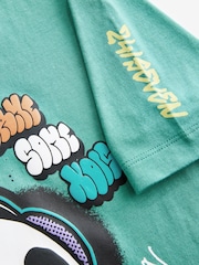 Green Graffiti Skull Regular Fit Short Sleeve Graphic 100% Cotton T-Shirt (3-16yrs) - Image 7 of 8