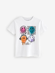 White Happy Face Regular Fit Short Sleeve Graphic 100% Cotton T-Shirt (3-16yrs) - Image 1 of 4