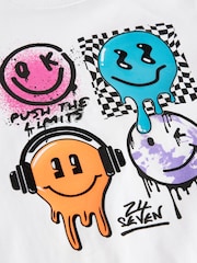 White Happy Face Regular Fit Short Sleeve Graphic 100% Cotton T-Shirt (3-16yrs) - Image 4 of 4