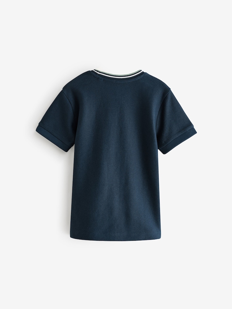 Marineblau/blau - Strukturiertes T-Shirt (3–16 Jahre) - Image 2 of 4