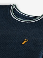 Marineblau/blau - Strukturiertes T-Shirt (3–16 Jahre) - Image 3 of 4